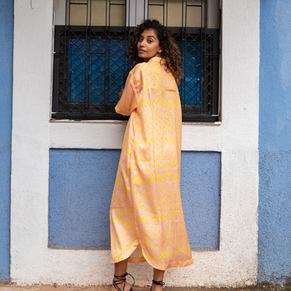 Mindy Pink & Lime Yellow Dress