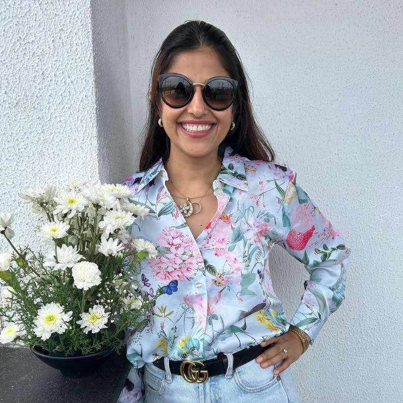 Powder Blue Floral Print Shirt