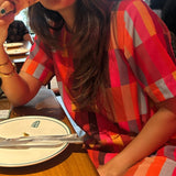 Red brick striped dress by Poppy & Co featuring a stylish stripe pattern, soft fabric, and comfortable everyday fit.