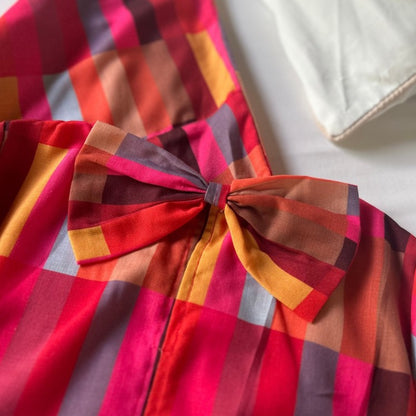 Audrey Red & Orange Small Stripe Dress