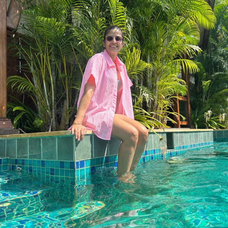 Pink & White Brookie Seersucker Shirt | Poppy & Co.