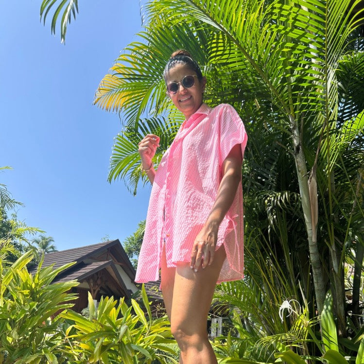 Pink & White Brookie Seersucker Shirt | Poppy & Co.