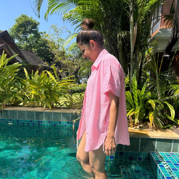 Pink & White Brookie Seersucker Shirt | Poppy & Co.