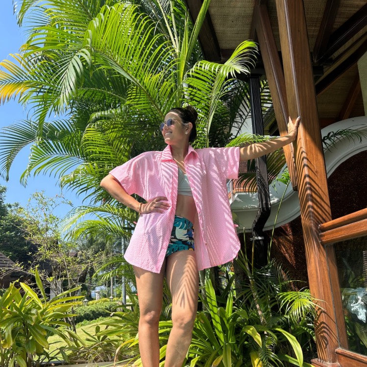 Pink & White Brookie Seersucker Shirt | Poppy & Co.