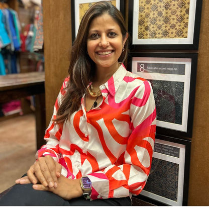 Pink, Orange and Red Abstract Print Shirt