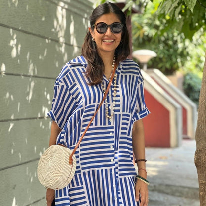 Mindy White & Blue Dress