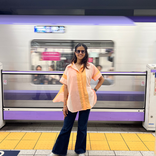 Brookie Peach Stripes Soft Lin'en Shirt