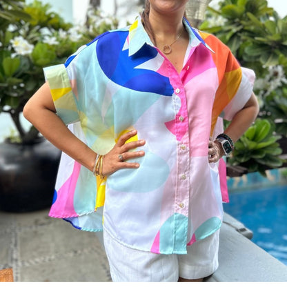 Coco White, Blue, Pink & Yellow Shirt