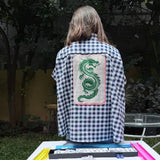 Coco Mahjong Flared Shirt with Dragon Back Print | Poppy & Co