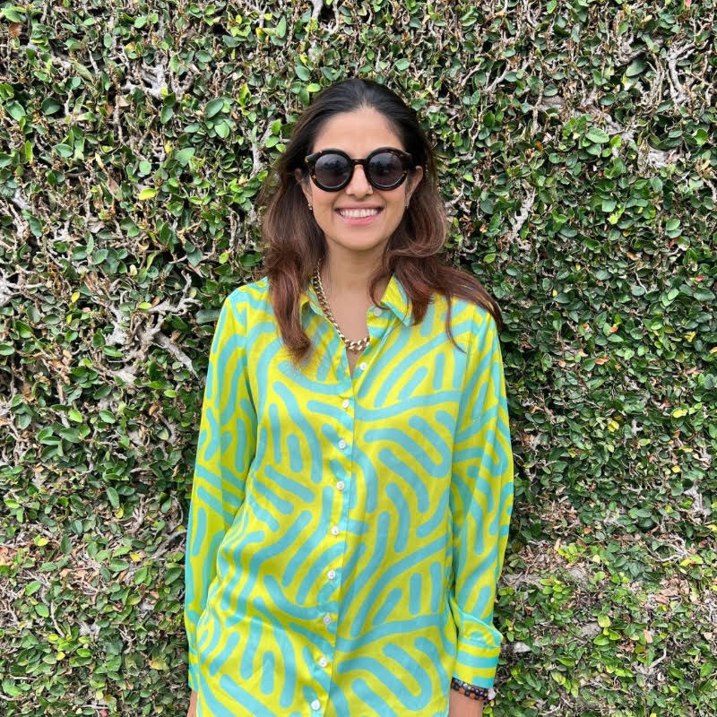 Lime Green Nainika Print Shirt