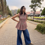 Poppy Peplum Top — Pink & Green Stripe Smocked Cotton Top | Poppy & Co