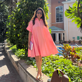 The Peach Daisy Dress | Flared Shirt Dress by Poppy & Co