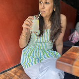 Green & White Stripe Riveria Strappy Top | Summer Top by Poppy & Co