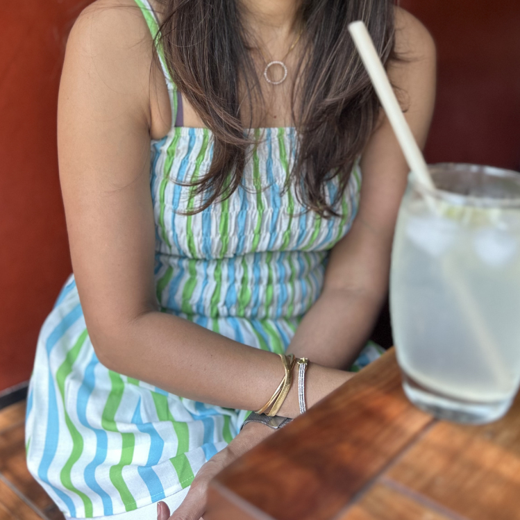 Green & White Stripe Riveria Strappy Top | Summer Top by Poppy & Co